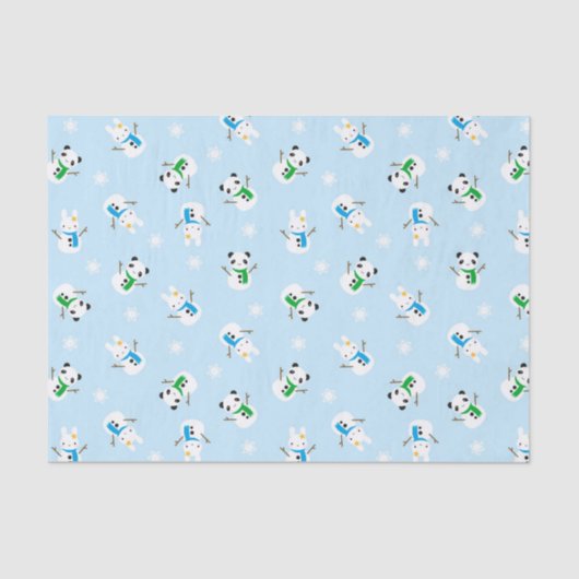 Papier Mousseline Bunnies De Neige Et Pandas De Neige (Recto)