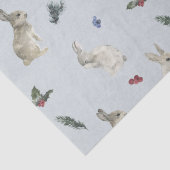 Papier Mousseline Bunnies, Holly et Berries Blue (Détail)