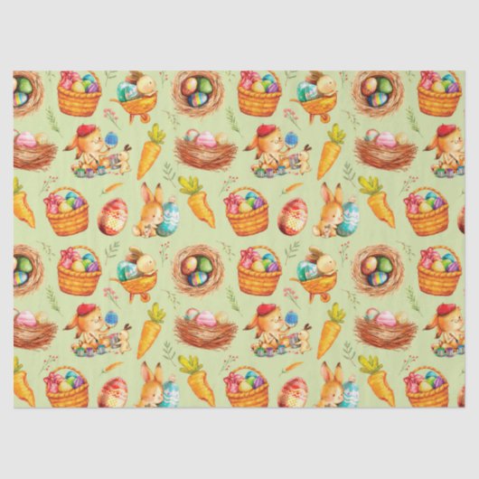 Papier Mousseline Bunnies Pâques Au Travail (Recto)