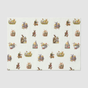 Papier Mousseline Bunnies vintages de Pâques, oeufs et fleurs de pri