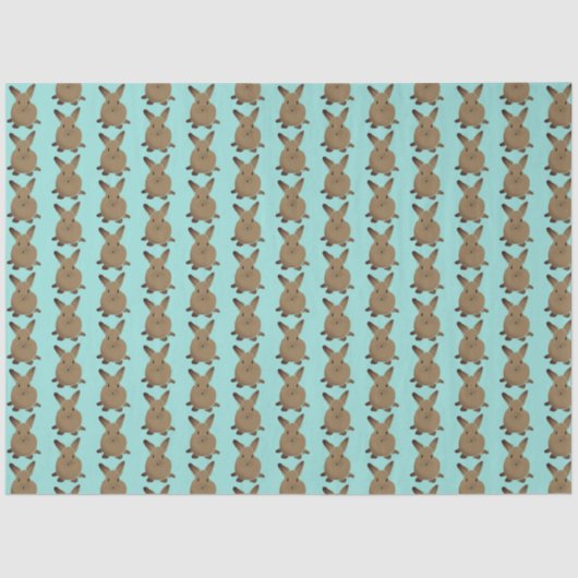Papier Mousseline Bunny de Pâques turquoise et Brown (Recto)