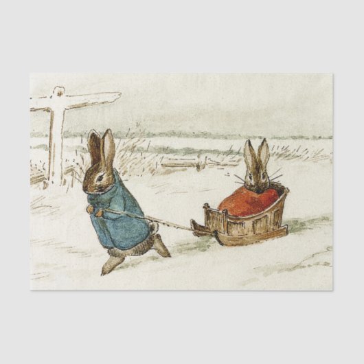 Papier Mousseline "Bunny Sleigh Ride" par Beatrix Potter (Recto)