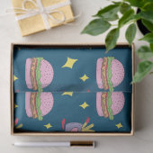 Papier Mousseline Burger rose mignon et Motif Fries papier (Cadeau)