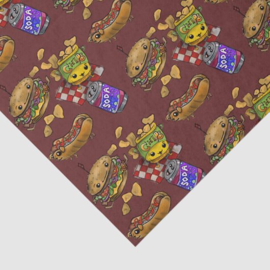 Papier Mousseline Burgers et chiens adorables (Détail)