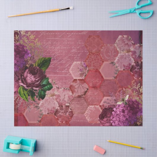 Papier Mousseline Burgundy Bee Series Design Quinze (Artisanat)