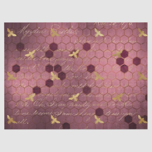 Papier Mousseline Burgundy Bee Series Design Two (Recto)