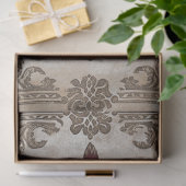 Papier Mousseline Burgundy Bronze Baroque Demask Patterned Design (Cadeau)