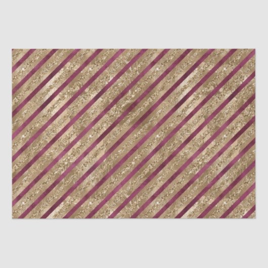 Papier Mousseline Burgundy Gold Parties scintillant Stripes (Recto)