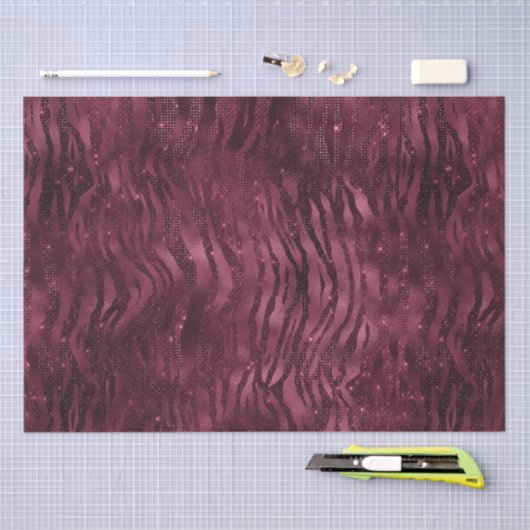 Papier Mousseline Burgundy Red Zebra Print (Artisanat)