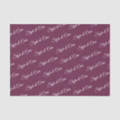 Papier Mousseline Burgundy Tissue Paper with Name Pattern Print (Recto)