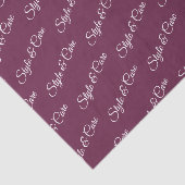 Papier Mousseline Burgundy Tissue Paper with Name Pattern Print (Détail)
