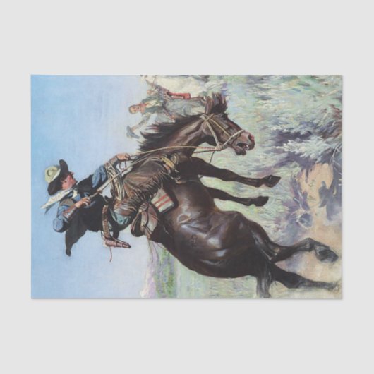 Papier Mousseline « Busting a Bronco » par W Herbert Dunton (Recto)