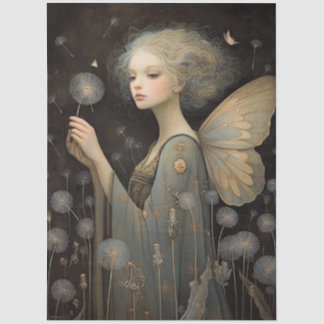 Papier Mousseline Butterfly Fairy & Dandelion Field Decoupage Art