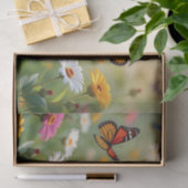 Papier Mousseline Butterfly Meadow Seamless Pattern Vibrant Flowers (Cadeau)