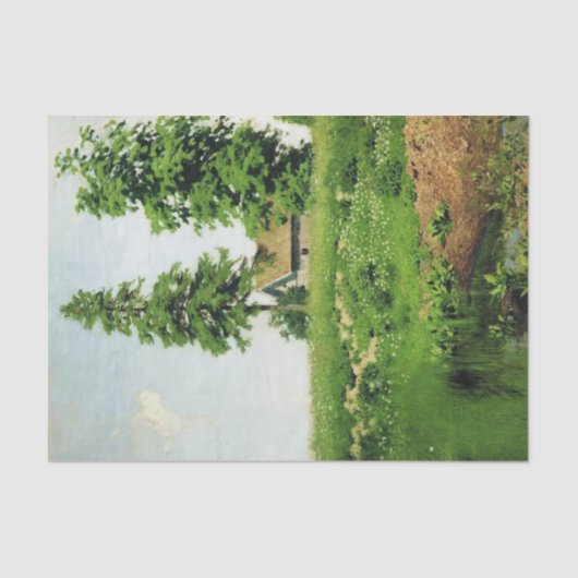 Papier Mousseline Cabane sur le pré par Isaac Levitan (Recto)