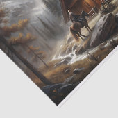 Papier Mousseline Cabine alpin Horseback Snowy Scene Découpage (Détail)