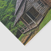 Papier Mousseline Cabine en bois et briques dans une forêt d'été (Détail)