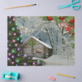 Papier Mousseline Cabine Rustique En Bois Dans Le Sauvage Noël (Artisanat)
