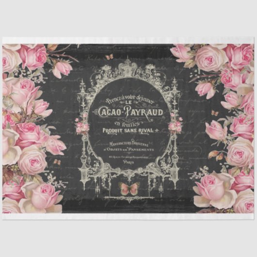 Papier Mousseline Cacao Chaud et Rose Papillons roses Découpage (Recto)