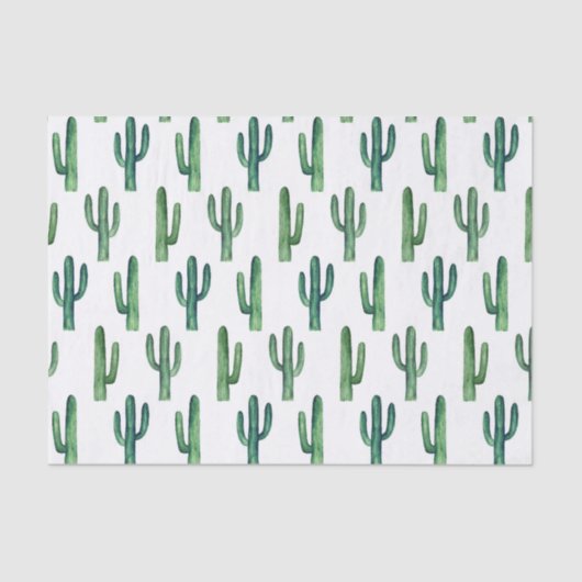 Papier Mousseline Cactus aquarelle. Motif cactus verts. Moderne (Recto)