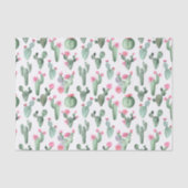 Papier Mousseline Cactus aquarelle vert et rose (Recto)