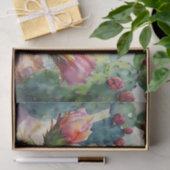 Papier Mousseline Cactus d'aquarelle avec Fleurs du désert vibrantes (Cadeau)