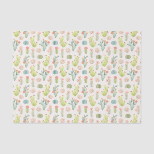 Papier Mousseline Cactus en pastel mou et motif succulent (Recto)