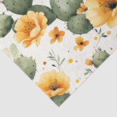 Papier Mousseline Cactus Motif avec Fleurs Jaunes Découpage (Détail)