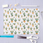 Papier Mousseline Cactus pointillés sur blanc (Artisanat)