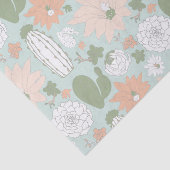 Papier Mousseline Cactus Succulents Peach Green Floral (Détail)