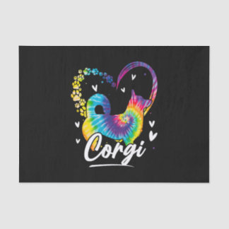 Papier Mousseline Cadeau Amoureux des chiens Corgi Tie Dye Rainbow