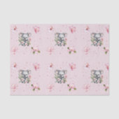 Papier Mousseline Cadeau d'aquarelle rose Magnolia Koala Ours (Recto)