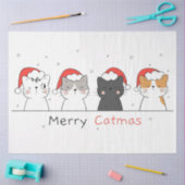 Papier Mousseline Cadeau de Noël | Joyeux Noël avec chat (Artisanat)
