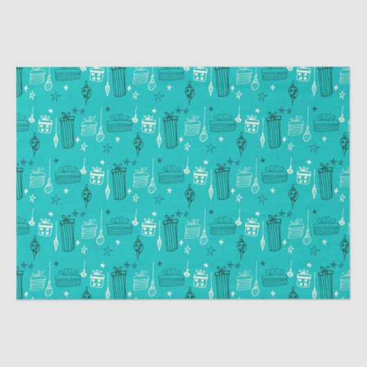 Papier Mousseline Cadeau de Noël Turquoise (Recto)
