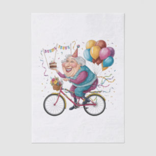 Papier Mousseline Cadeau drôle de vélo de grand-mère pour anniversai