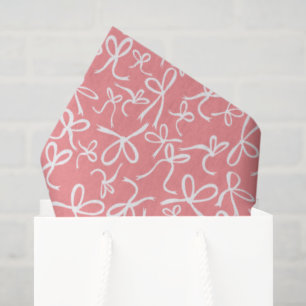 Papier Mousseline Cadeau Féminin Rubans Rose Blanc Motif Mignon Fant