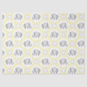 Papier Mousseline Cadeau jaune neutre de douche d'éléphant de bébé