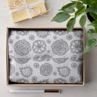 Papier Mousseline Cadeau original de Pip Paisley noir et blanc