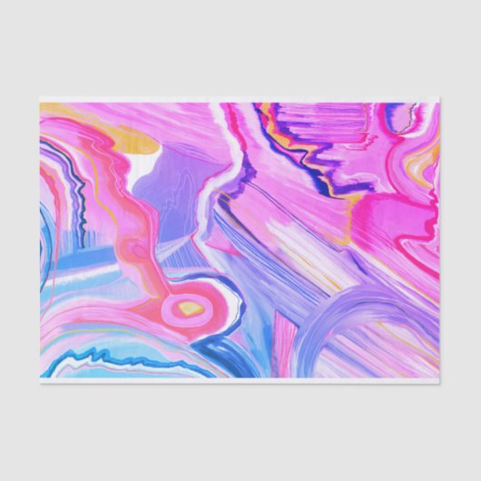 Papier Mousseline Cadeau Peint à la main Peinture Abstraite (Recto)