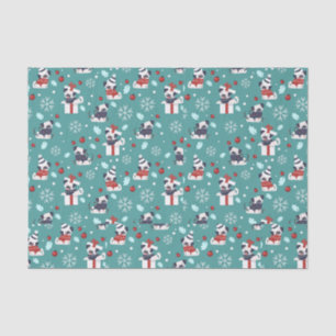 Papier Mousseline Cadeaux de chien de Noël et flocons de neige