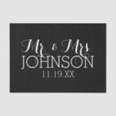 Papier Mousseline Cadeaux de mariage noir uni Mr & Mrs (Recto)