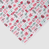 Papier Mousseline Cadeaux de Noël à la menthe et rouge (Détail)