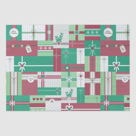 Papier Mousseline Cadeaux de Noël mosaïque (Recto)