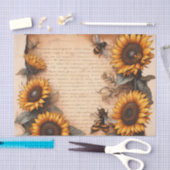 Papier Mousseline Cadre de tournesol avec abeilles et Script (Artisanat)