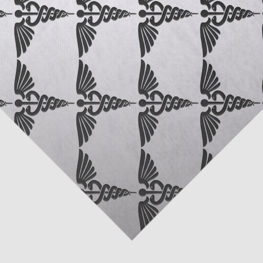 Papier Mousseline Caducée Médicale en argent (Détail)