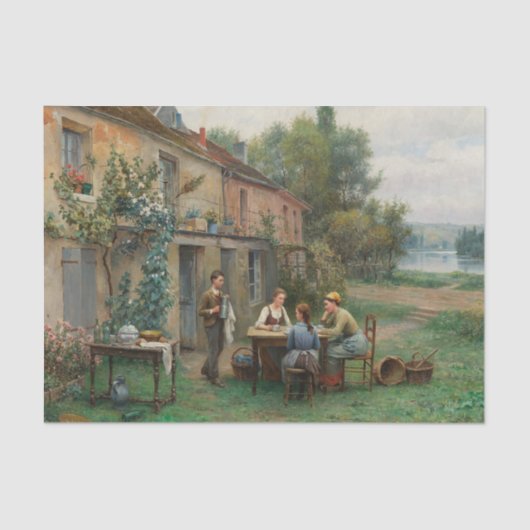 Papier Mousseline Café dans le jardin par Daniel Ridgway Knight (Recto)