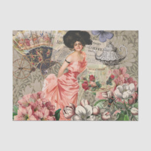 Papier Mousseline Café Lady Victorian Femme Rose Classy