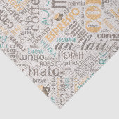 Papier Mousseline Café sur Burlap Word Cloud Turquoise ID283 (Détail)