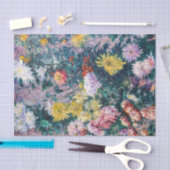 Papier Mousseline Caillebotte - Chrysanthèmes blanc et jaune (Artisanat)