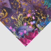 Papier Mousseline Calcaire et fleurs sur la page de découpage violet (Détail)